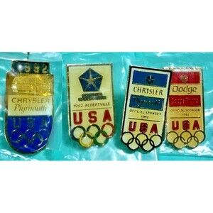 1992 Barcelona Olympics, 4 Pins  Dodge,Chrysler,Plymouth Sponsor Pins